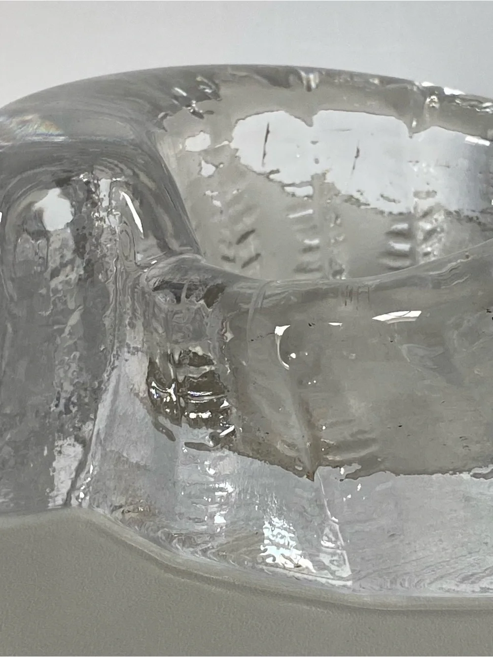 Not sure if these are candle holder or ashtray Vintage MCM Swedish Ice Glass